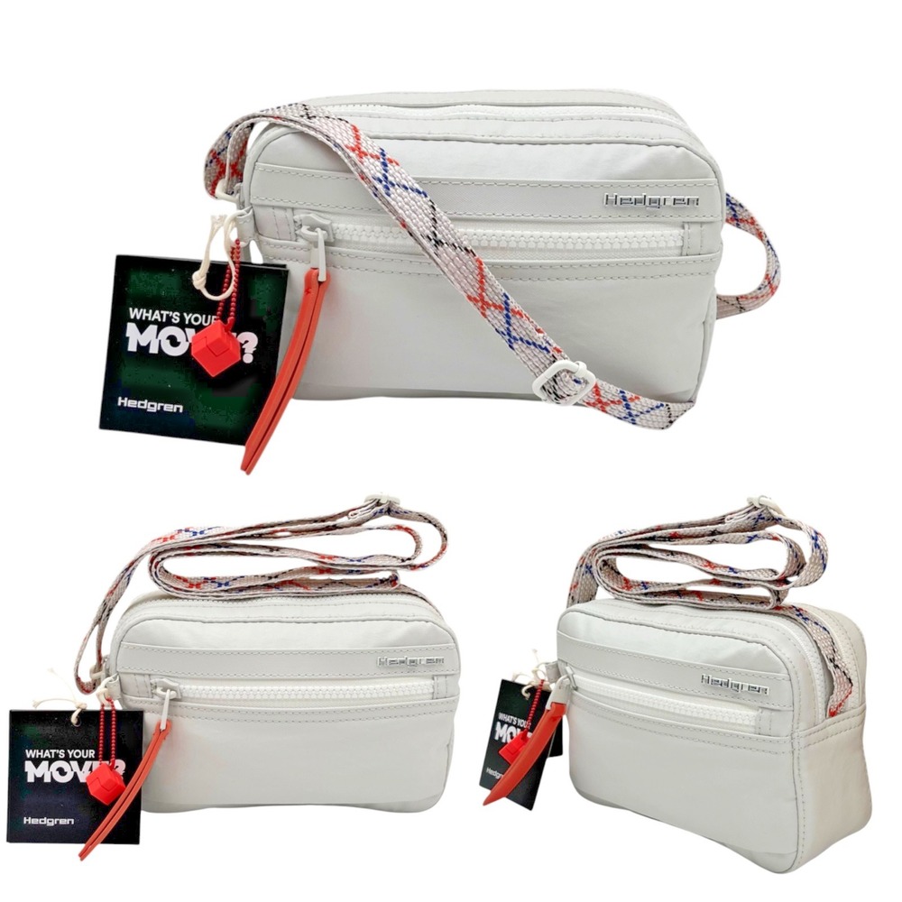 Hedgren Maia Small Crossover Crossbody Bag RFID Creased Vaporous Grey Off White